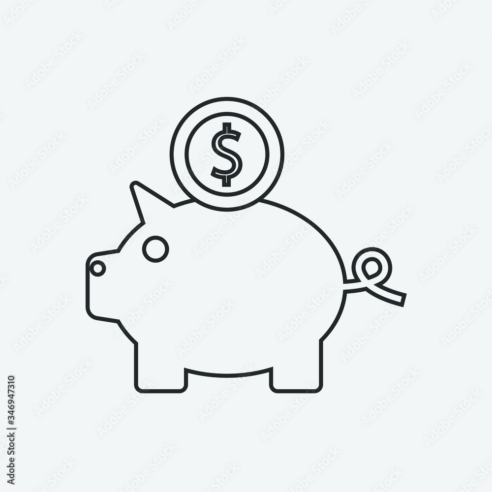 piggy bank vector icon illustration sign