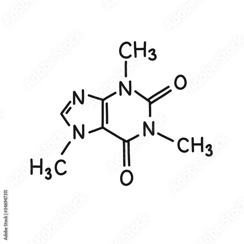 caffeine molecular formula doodle icon, vector illustration