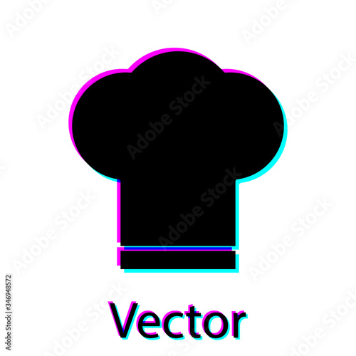 Black Chef hat icon isolated on white background. Cooking symbol. Cooks hat.  Vector Illustration