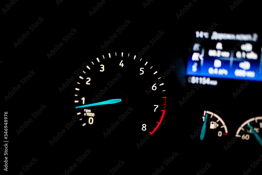 Close up of car speed meter
