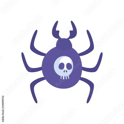 Spider with skull flat style icon vector design