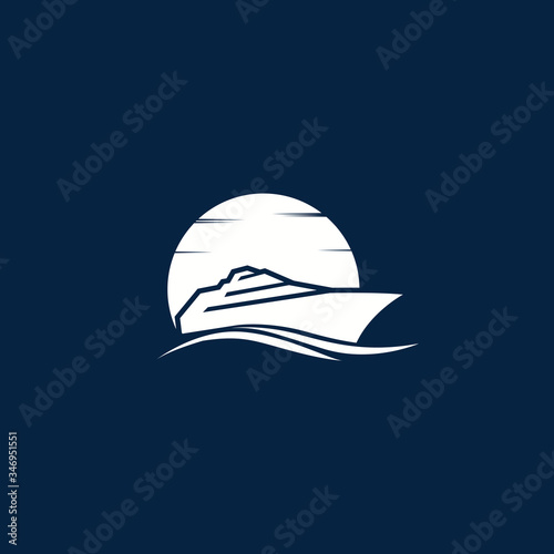 Ship logo, nautical sailing boat conceptual vector design