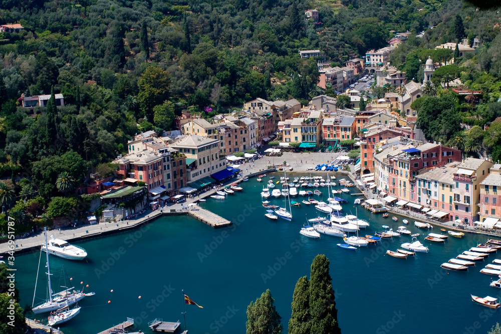 Widok na zatokę, port - Portofino, Włochy
