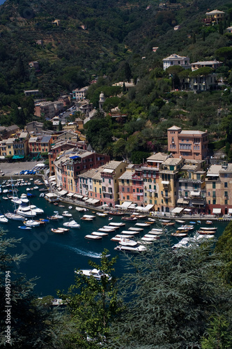 Obraz na płótnie Widok na zatokę, port - Portofino, Włochy w salonie