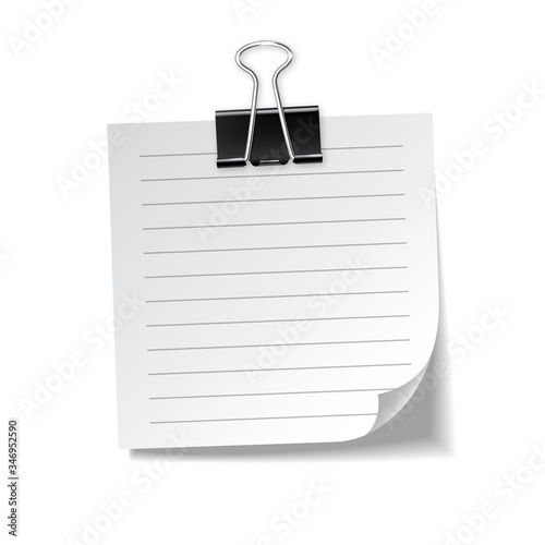Realistic sticky note sheet. Blank lined paper. Vector illustration.