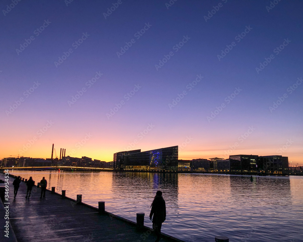 Copenhagen sunset by the canal