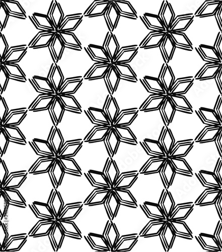 Vector seamless pattern with Black and White star shapes.