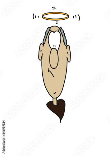 Cartoon character that looks like a priest with a halo