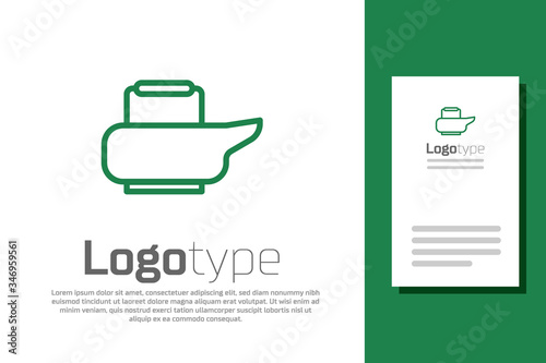 Green line Bedpan icon isolated on white background. Toilet for bedridden patients. Logo design template element. Vector Illustration