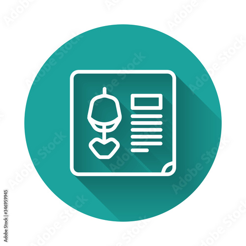 White line X-ray shots icon isolated with long shadow. Green circle button. Vector Illustration