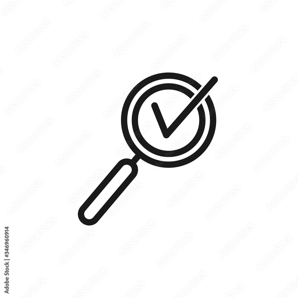 Successful search. Vector icon isolated on white background.