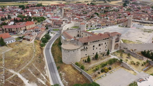 Aerial view of Cuellar Castle in Segovia Province, Leon, Spain  photo