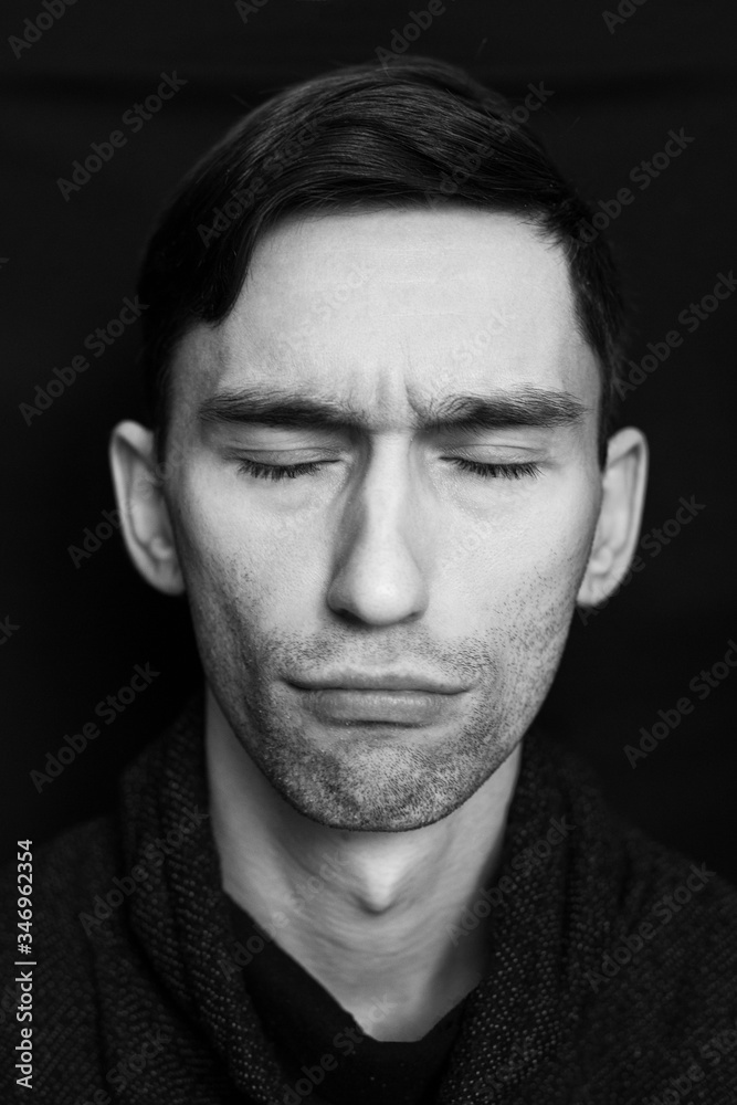 Emotional man portrait black and white Emotional man portrait black and white