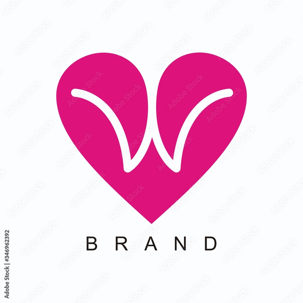 Letter w and love logo design concept Stock Vector | Adobe Stock