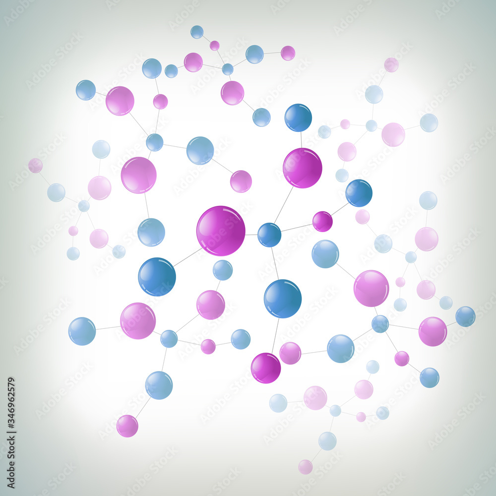 Abstract of Structure molecule. atom,  Scientific concept design. Connected lines with dots. Medical, technology, chemistry, science background. Vector illustration.