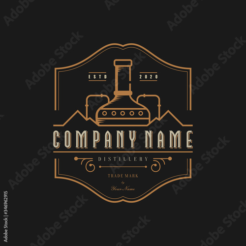 Distillery logo inspiration, factory, beer, vintage Premium Vector
