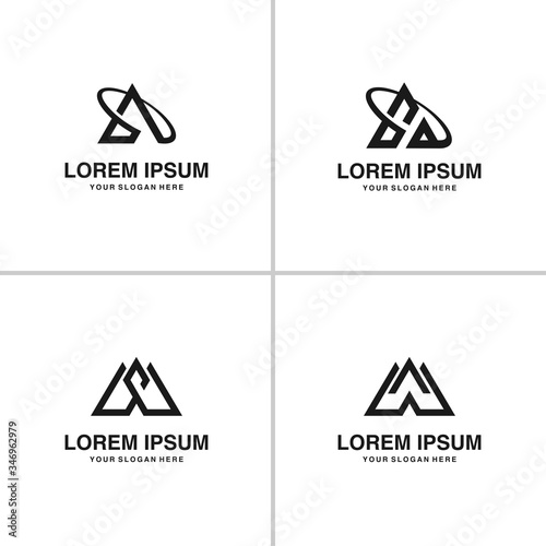 Bundle logo with the concept of triangles and letters Premium Vector