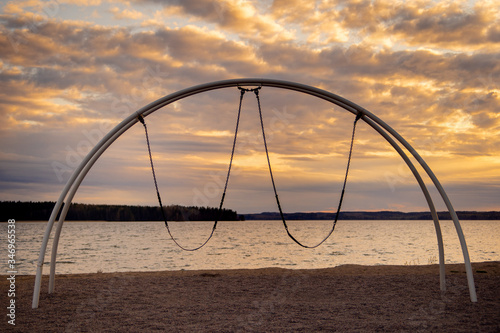 swing at sunset in Asikkala