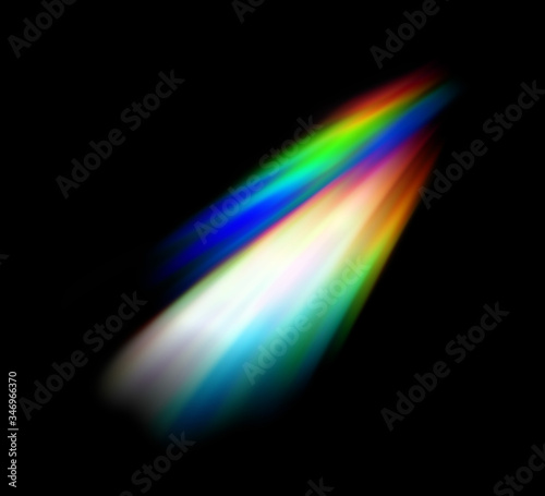 abstract colorful rainbow light leak prism flare photography overlay on black background photo