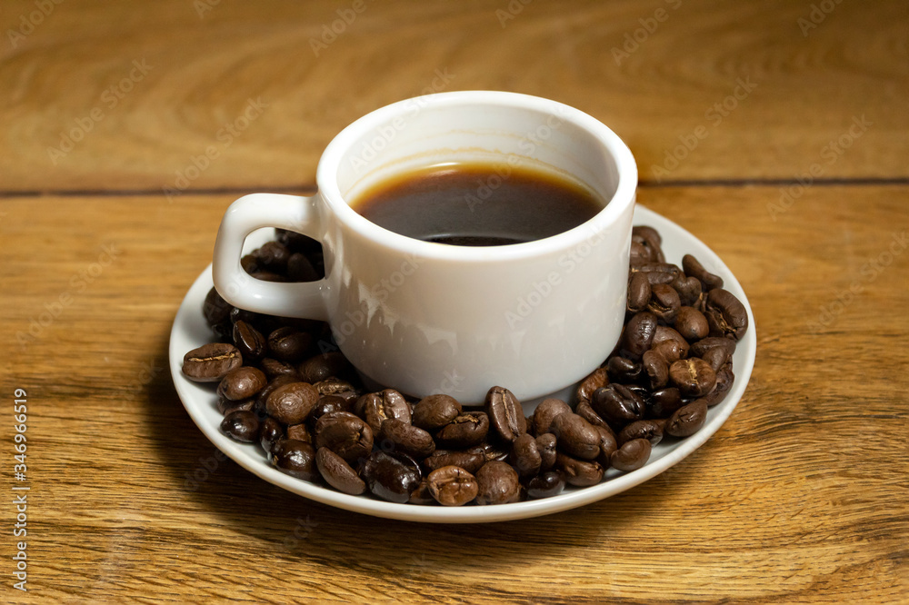 cup of coffee on a wood