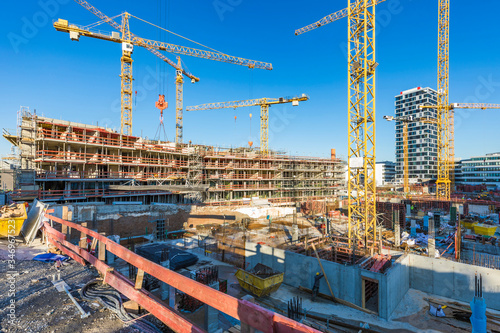 Germany, Baden-Wurttemberg, Stuttgart, Construction site of apartment buildings