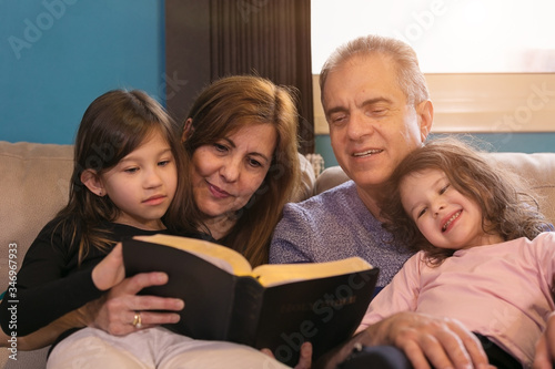 Family Reading the Bible together