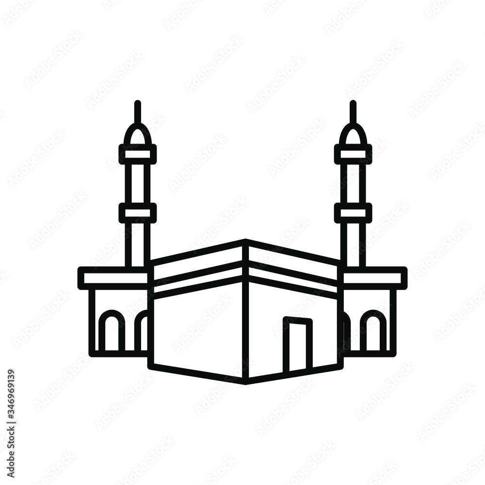 Eid mubarak concept, arabic mosque icon, line style
