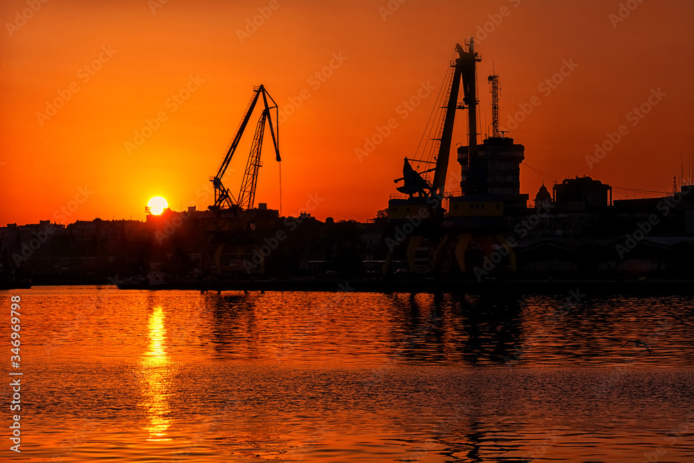 Sunset over the port