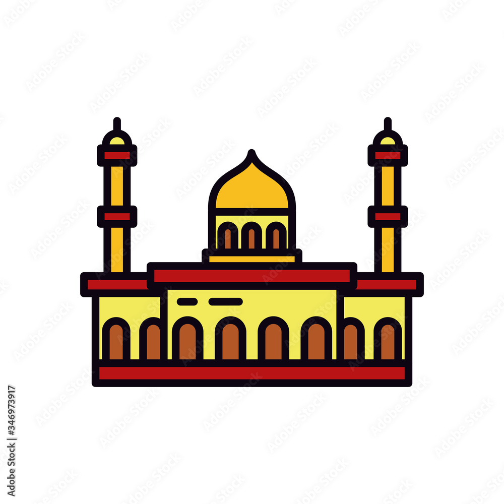 arabic mosque icon, line and fill style