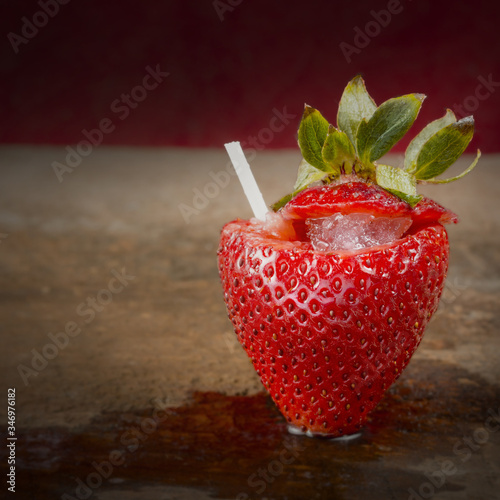 strawberry in glass