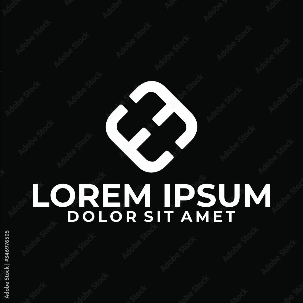 Obraz premium Inital letter H, EE or E3 logo template with simple negative space illustration in flat design monogram symbol