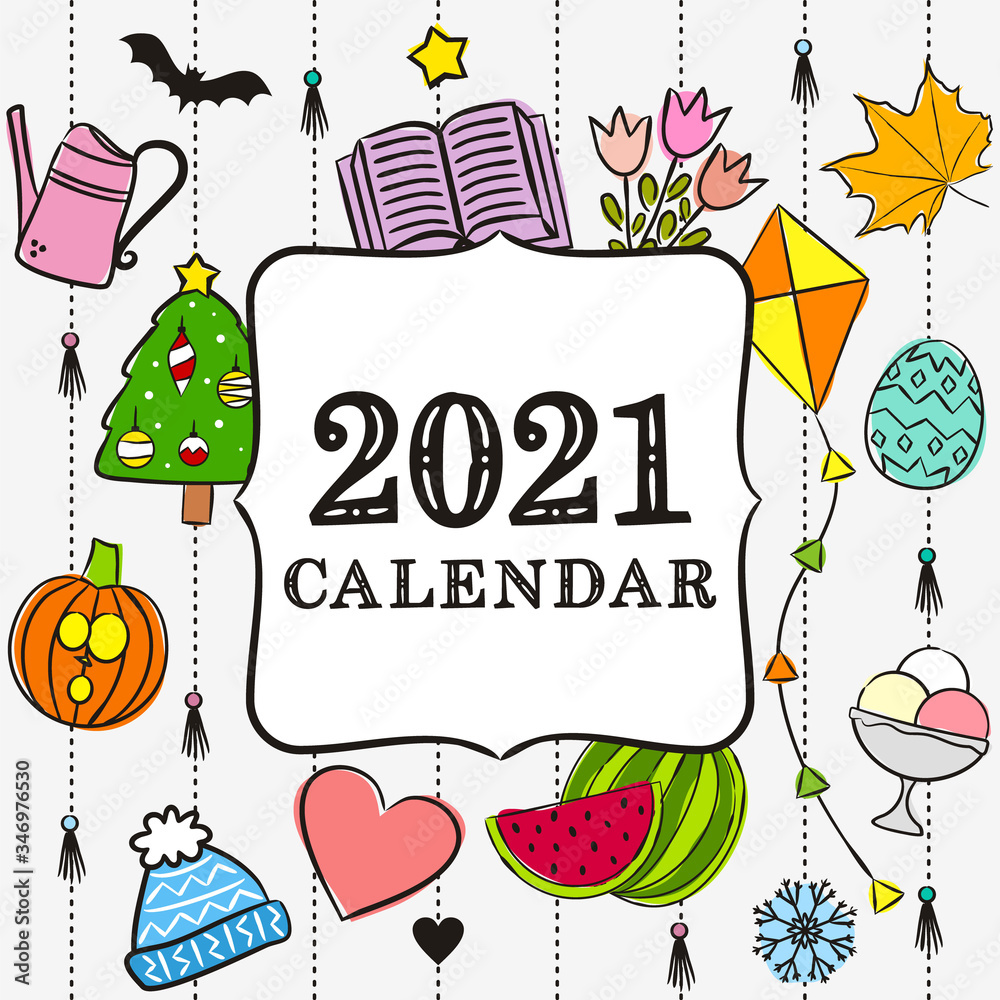 vettoriale-stock-thematic-template-for-a-calendar-for-2021-cover-for