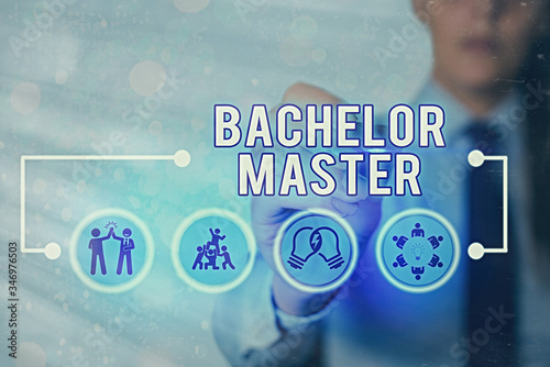 Writing note showing Bachelor Master. Business concept for An advanced degree completed after bachelor s is degree photo