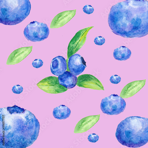 Blueberry seamless pattern. For backgrounds, packaging, textile and various other designs