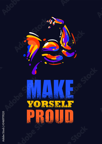 Make Yourself Proud. Inspiring Sport Workout Typography Quote Banner On Textured Background. Gym Motivation Print