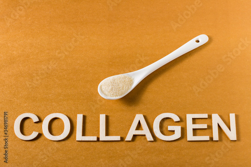 close-up of hydrolyzed collagen on flat background, top view