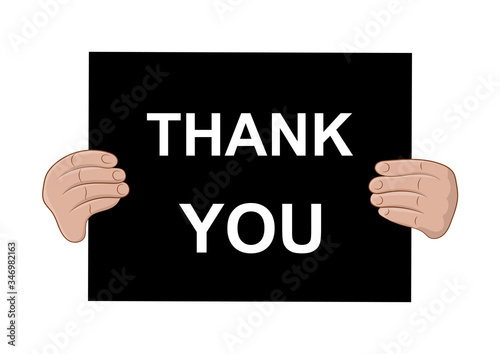 Black board with the inscription THANK YOU. Vector illustration.	