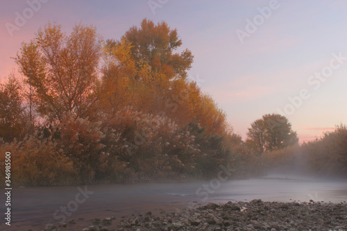 Amanecer en otoño en el Río Segura, Cieza-Murcia-España photo