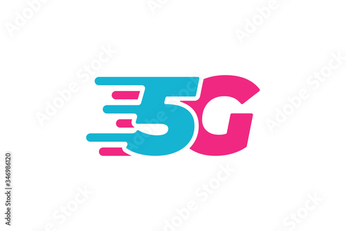 5G network connection business symbol. 5th generation wireless high speed internet technology icon. Vector 5 G communication emblem design template isolated photo