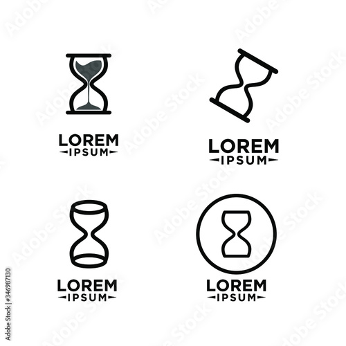 set collection sand glass hour black luxury logo icon design vector