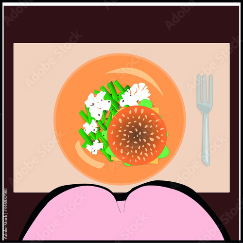 FOOD VIEW FROM WOMEN'S BREAST