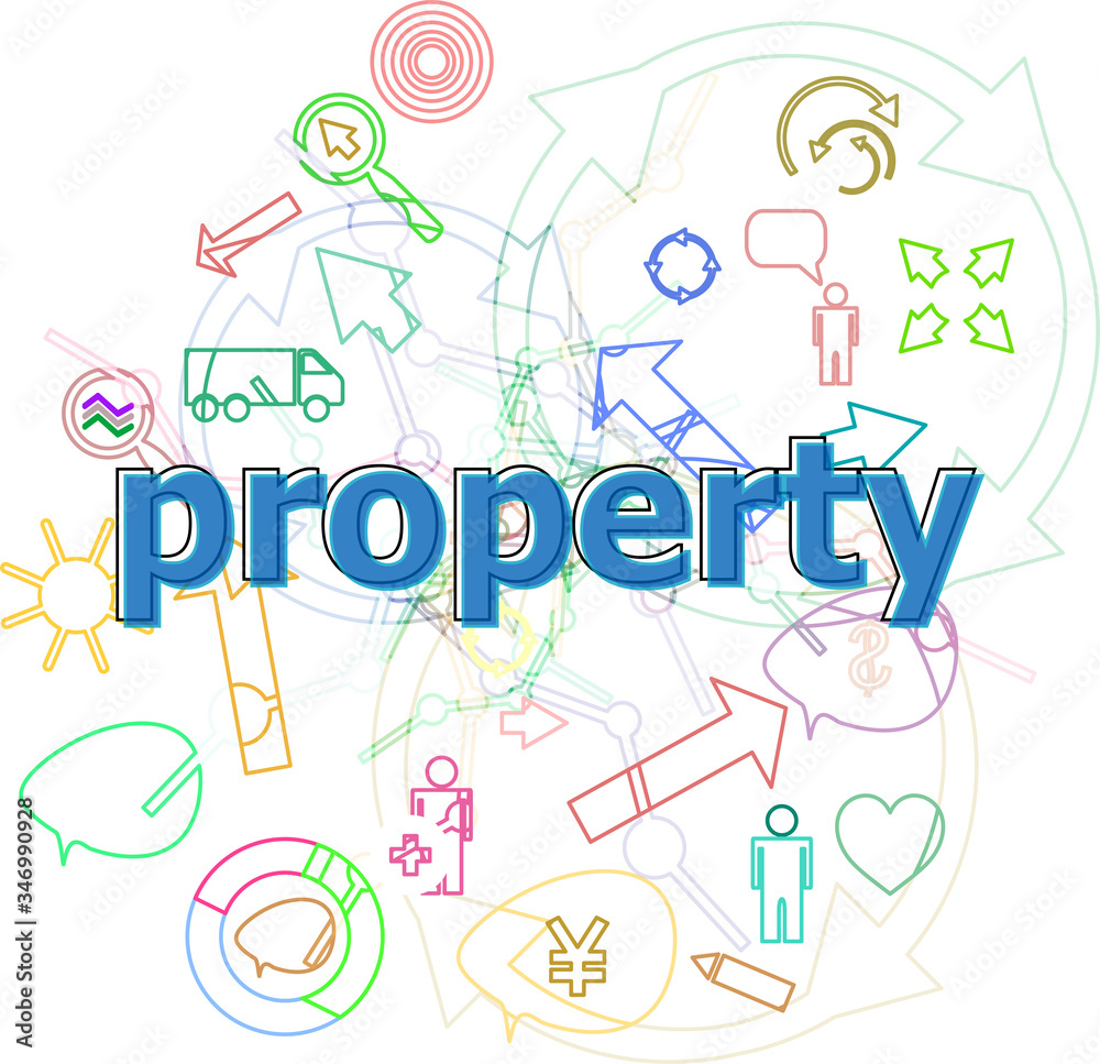 Text Property. Protection concept . Simple infographics thin line icons set
