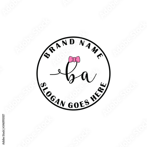 initial ba with bow line girly vector logo