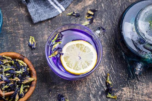 Blue and purple tea Butterfly pea