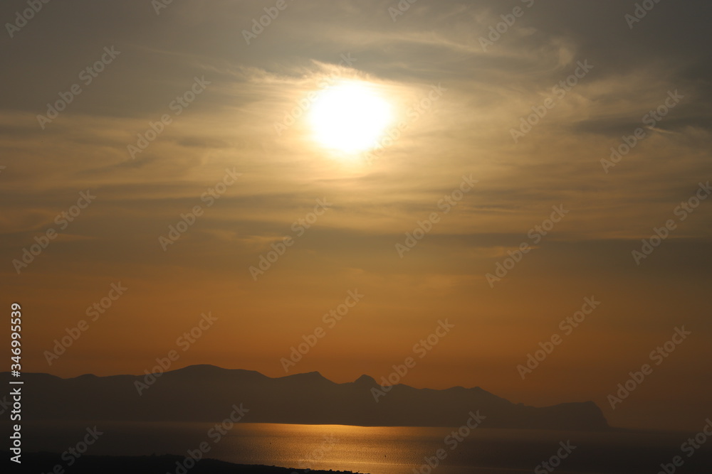 paysage  en Sicile coucher du soleil 