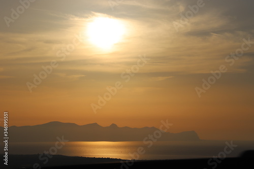 paysage  en Sicile coucher du soleil 