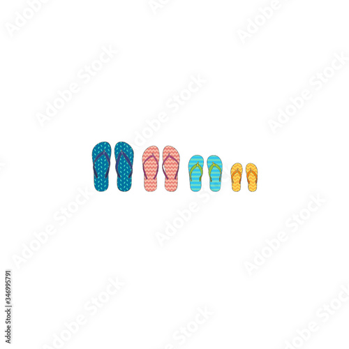 Four bright colored pairs of Flip-flops for a family of four 