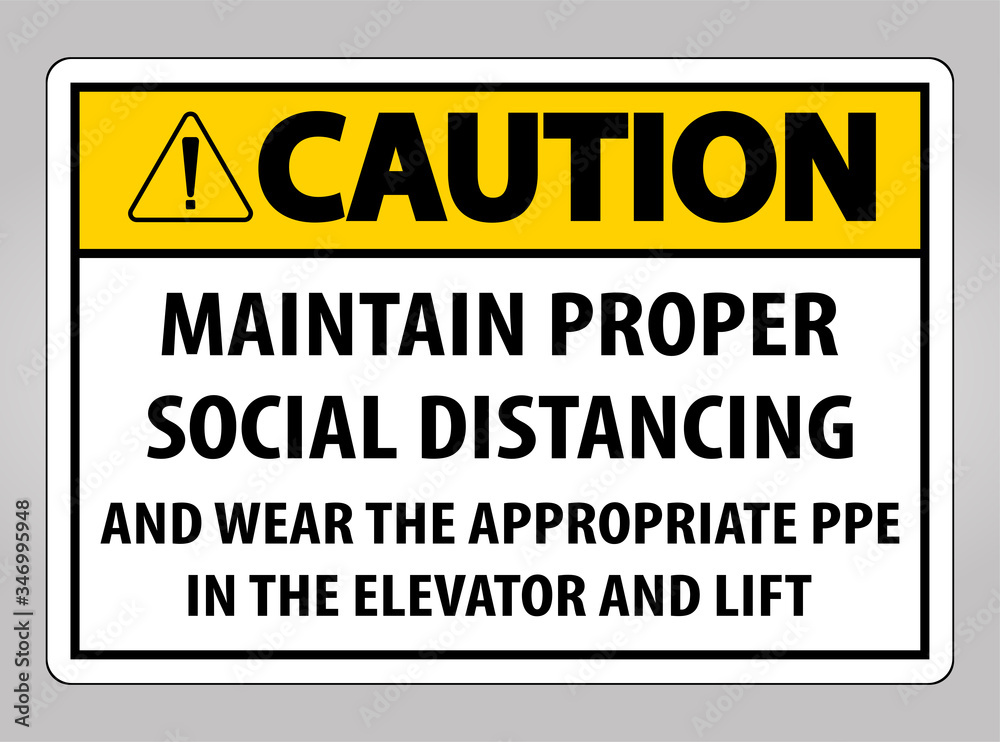 Caution Maintain Proper Social Distancing Sign Isolate On White Background,Vector Illustration EPS.10