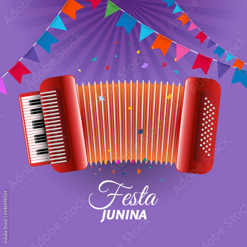 Festa Junina accordion adorned with pennants