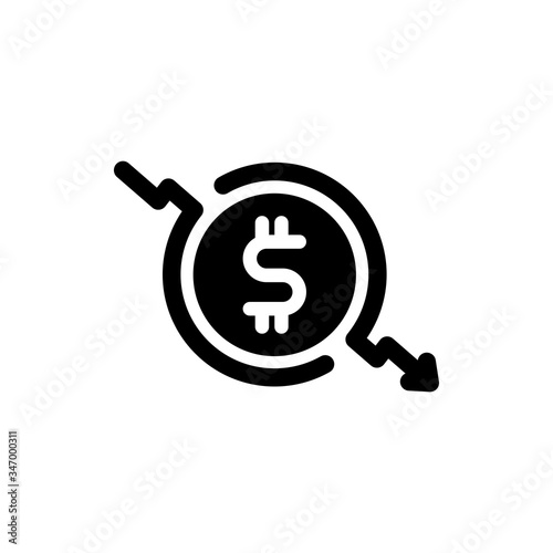 Dollar rate glyph icon design vector. Money exchange illustration. Dollar currency sign. Editable black stroke.